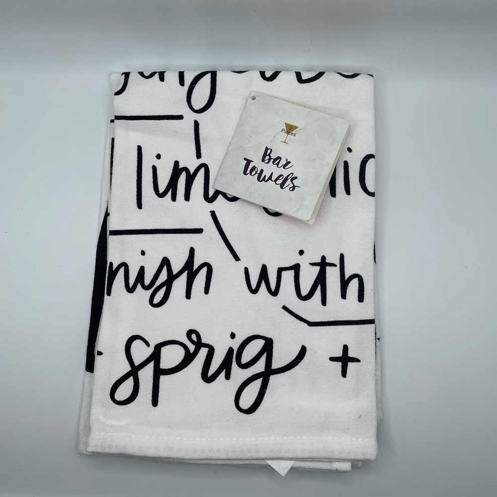 Moscow Mule & Mojito Recipe White And Black Bar Towels- NWT